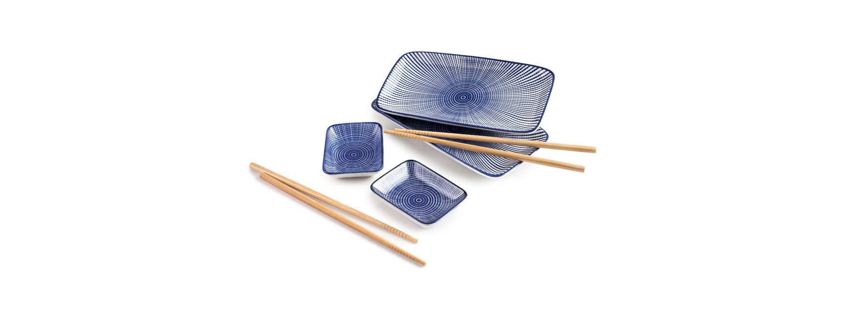 Set de service pour Sushis en céramique et bambou - Ibili