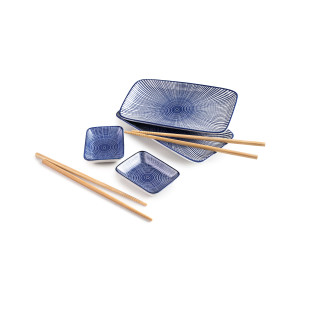 Set de service pour Sushis en céramique et bambou - Ibili