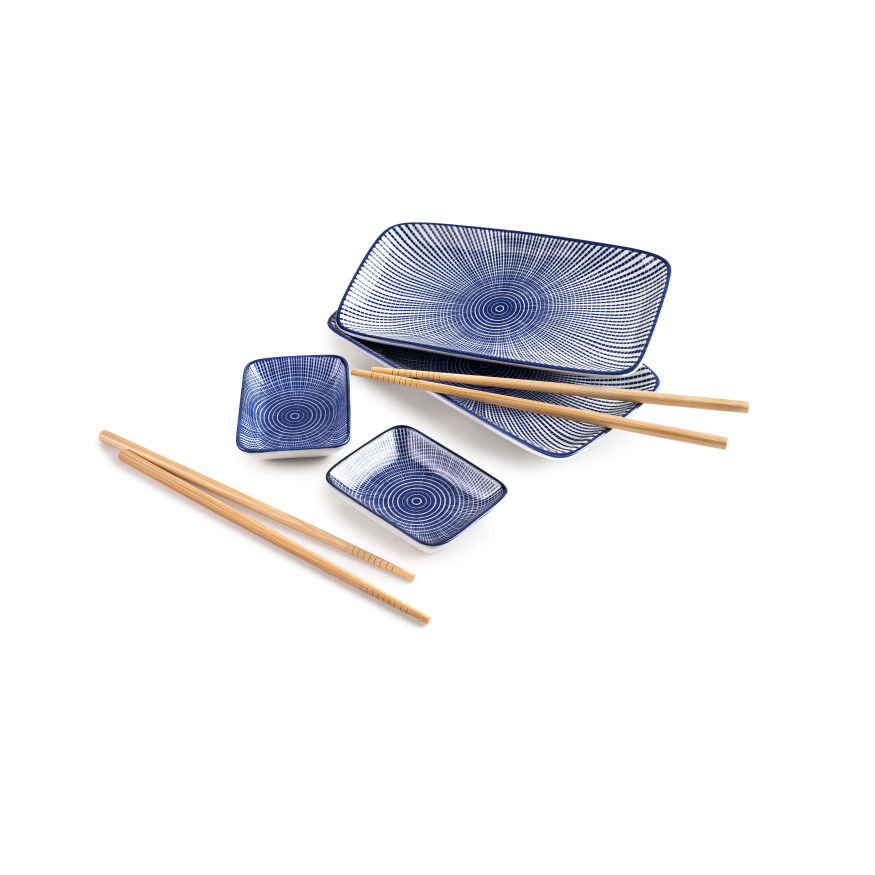 Set de service pour Sushis en céramique et bambou - Ibili