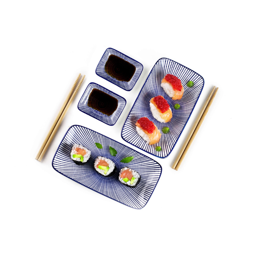 Set de service pour Sushis en céramique et bambou - Ibili