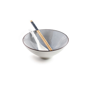 Bol à ramen 20,7cm avec cuillére et baguettes HAKATA - Ibili