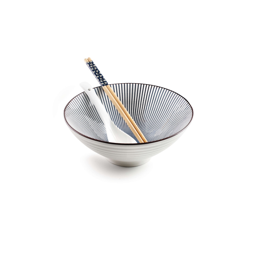 Bol à ramen 20,7cm avec cuillére et baguettes HAKATA - Ibili