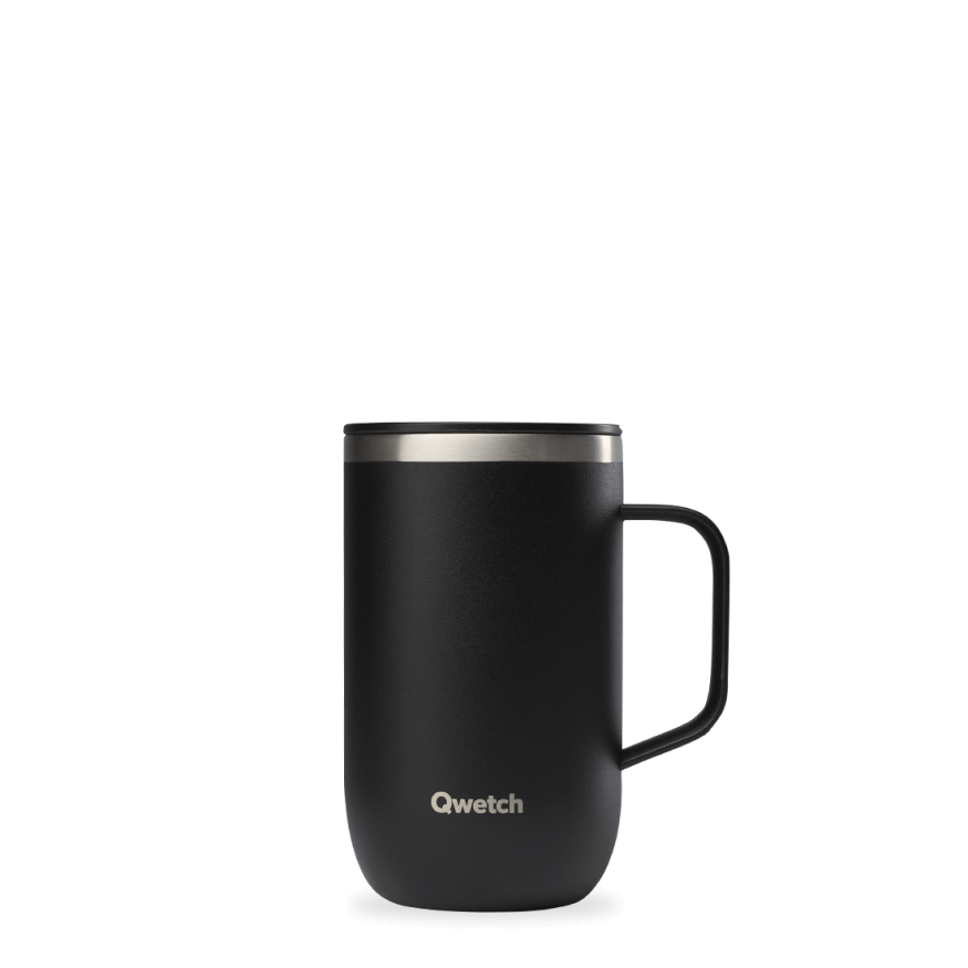 Travel mug isotherme avec anse  inox noir - 470ml- Qwetch