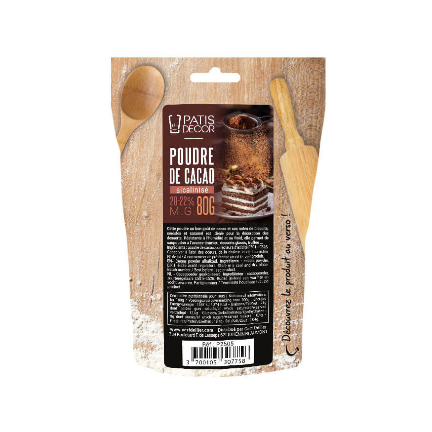 Poudre de cacao alcalinisé 80 gr - Patisdecor