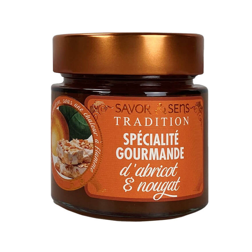 Confiture spécialité gourmande : abricot et nougat 270 gr - Savor et sens