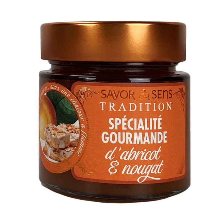 Confiture spécialité gourmande : abricot et nougat 270 gr - Savor et sens