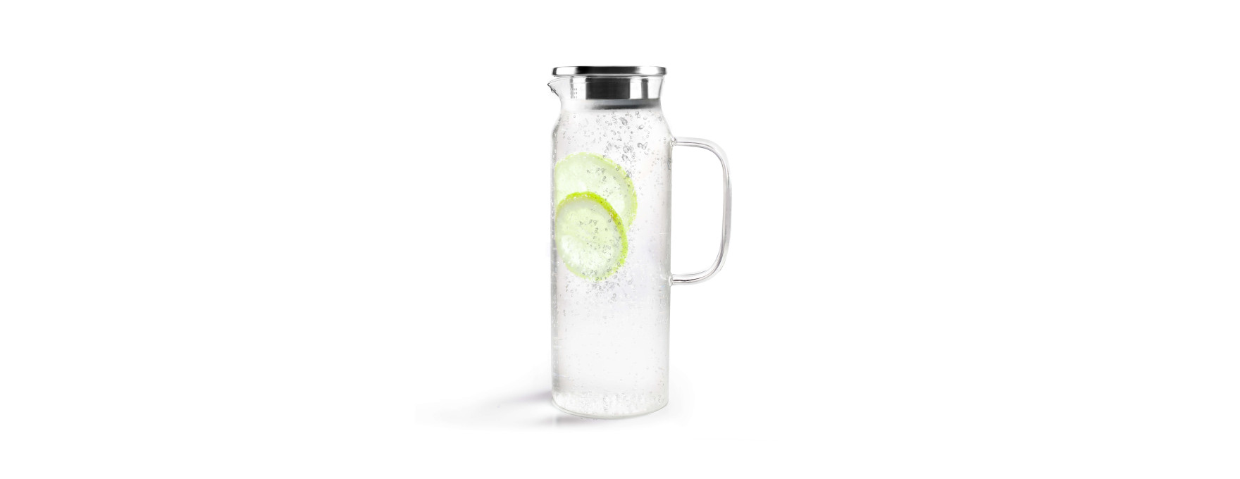Pichet en verre borosilicate 1,1L avec bouchon filtre inox -