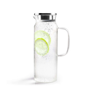 Pichet en verre borosilicate 1,1L avec bouchon filtre inox -