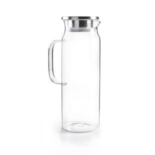 Pichet en verre borosilicate 1,5L avec bouchon filtre inox -