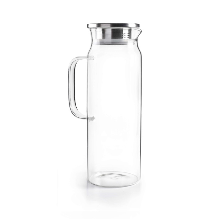 Pichet en verre borosilicate 1,5L avec bouchon filtre inox -
