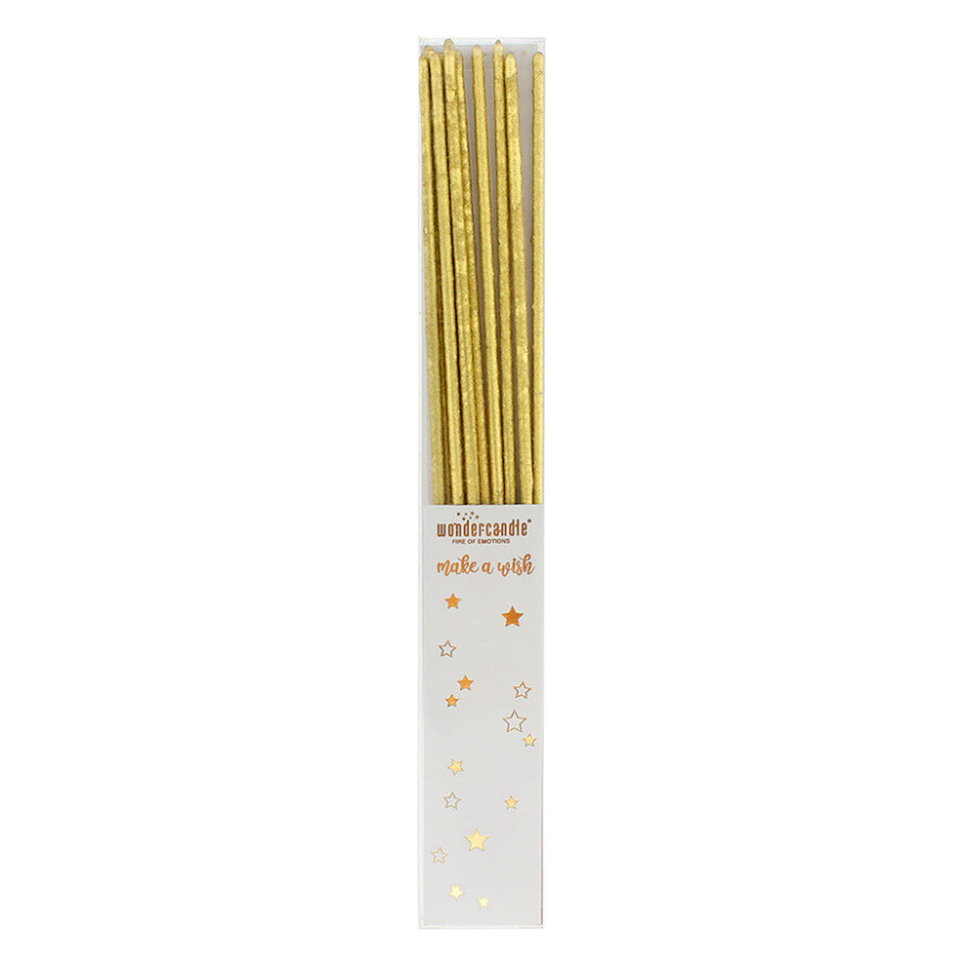 Lot de 10 bougies cierges scintillants dorés 30 cm - Wonderc