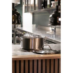 Faitout triply 24 cm inox avec couvercle verre sans PFAS - M