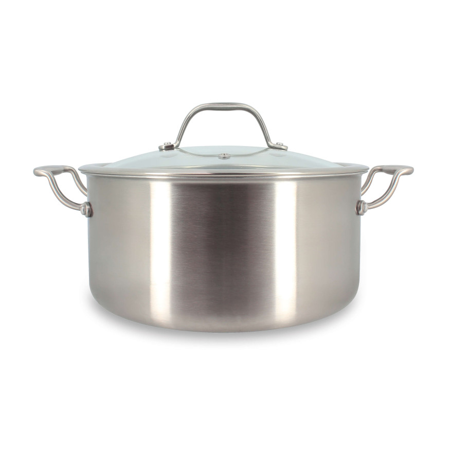 Faitout triply 24 cm inox avec couvercle verre sans PFAS - M