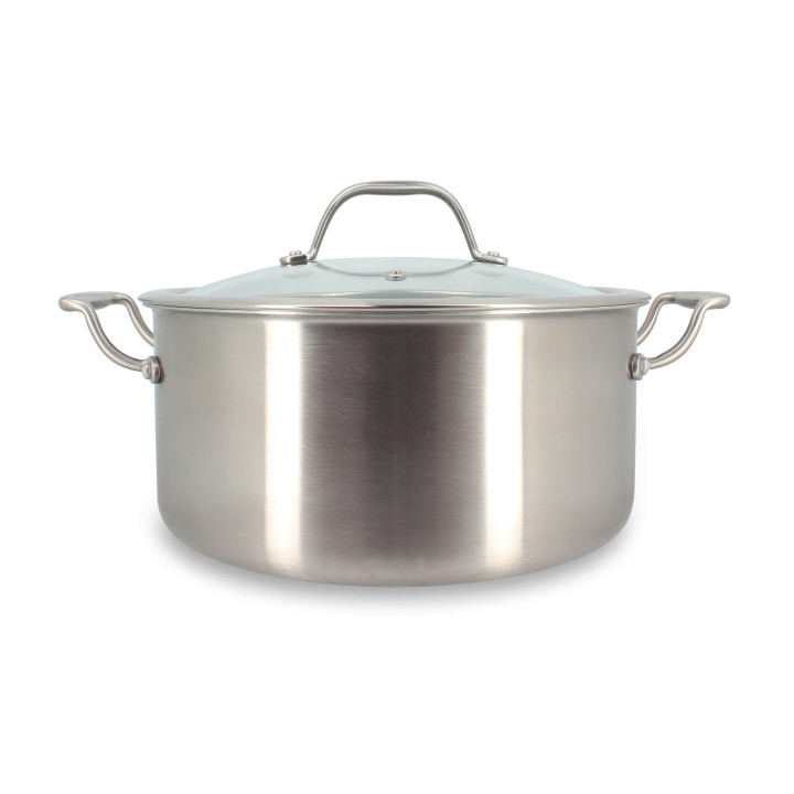 Faitout triply 24 cm inox avec couvercle verre sans PFAS - M