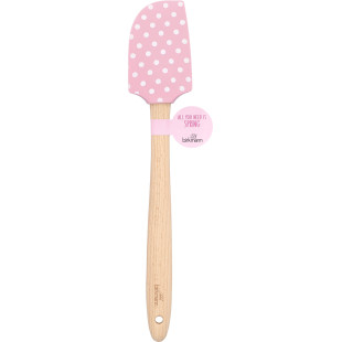 Spatule rose à pois avec manche en bois 32.5 cm - Birkmann