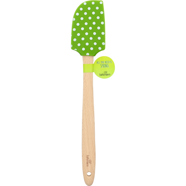 Spatule verte à pois avec manche en bois 32.5 cm - Birkmann