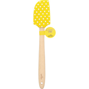 Spatule jaune à pois avec manche en bois 32.5 cm - Birkmann
