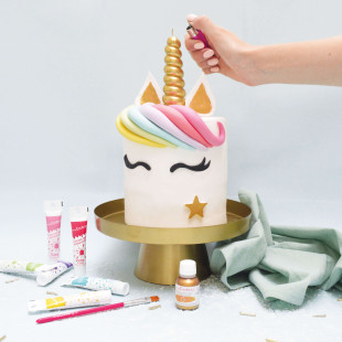 Bougie corne de licorne dorée XXL 17.5 x 3.8 cm - Scrapcooking