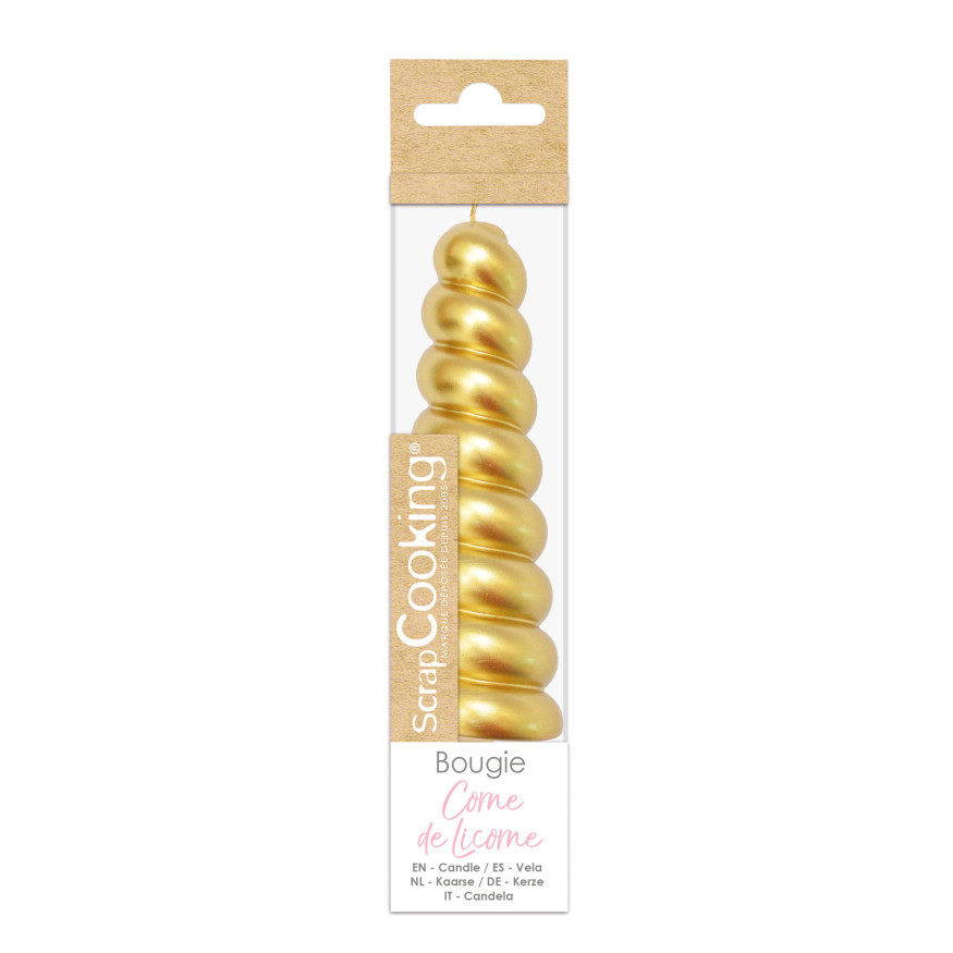 Bougie corne de licorne dorée XXL 17.5 x 3.8 cm - Scrapcooking