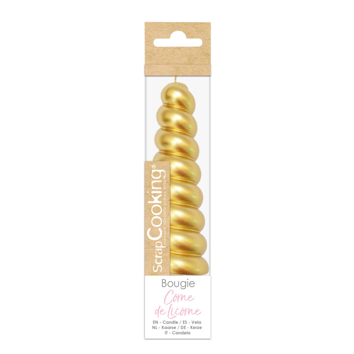 Bougie corne de licorne dorée XXL 17.5 x 3.8 cm - Scrapcooking
