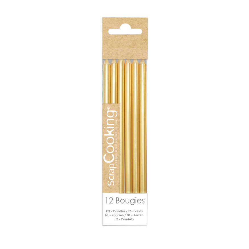 12 bougies hautes dorées 12 cm - Scrapcooking