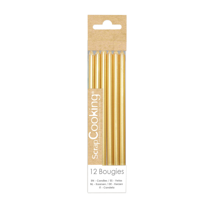 12 bougies hautes dorées 12 cm - Scrapcooking