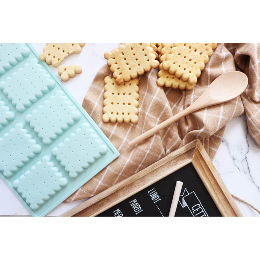 Moule en silicone 8 biscuits petit beurre 5.5 x 7 cm - Scrap