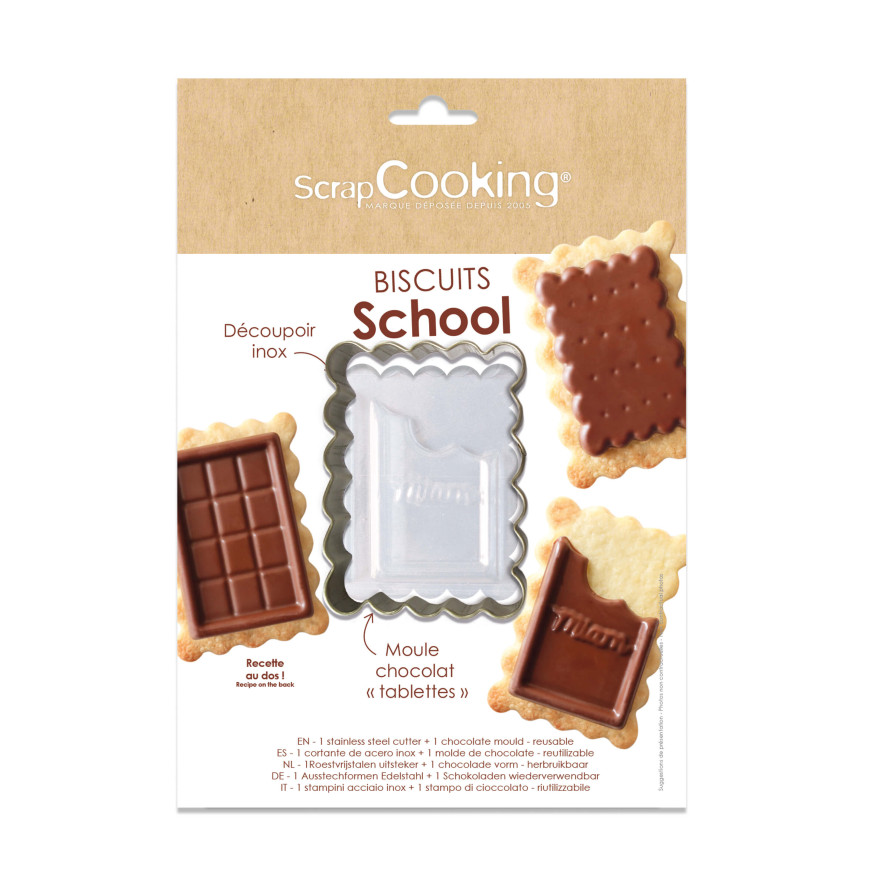 Set biscuits school tablette de chocolat : emporte-pièce et moule à chocolat