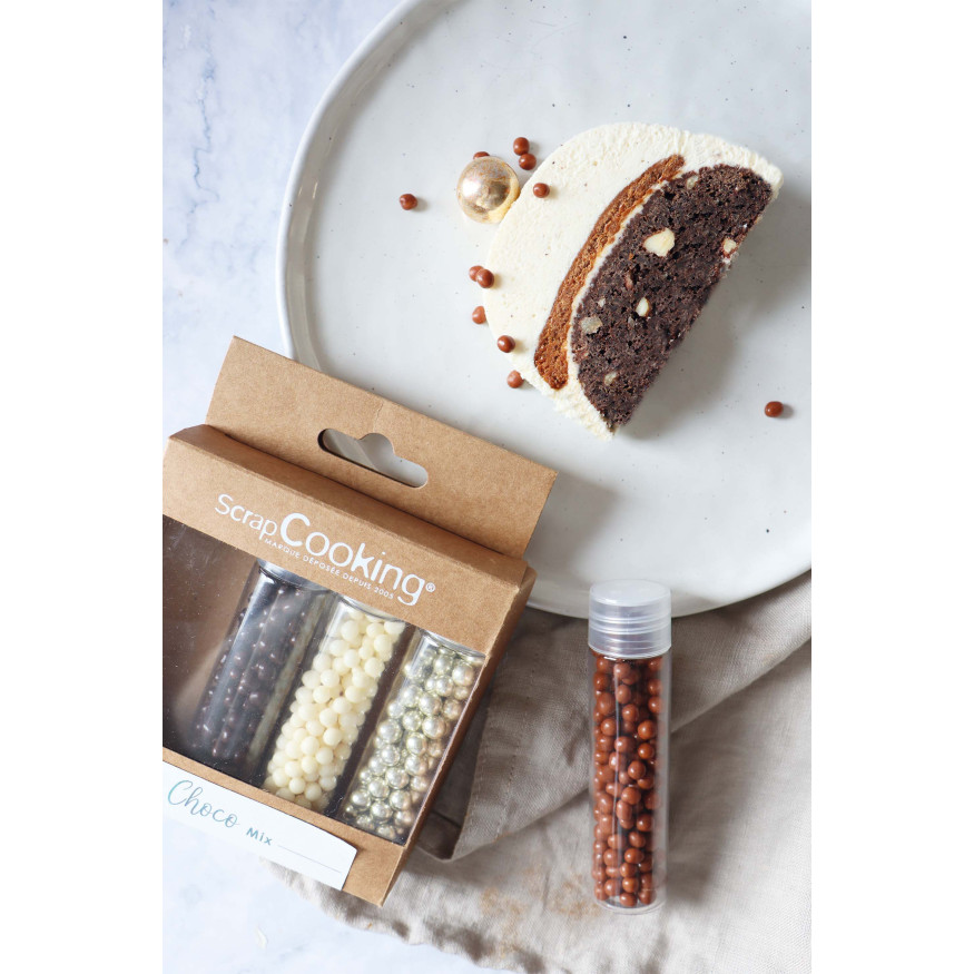 Décor à parsemer : set de décors chocolatés et dorés Choco Mix 38 gr - Scrapcooking