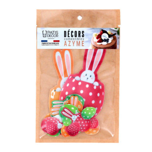 Lot de 28 décors comestibles en azyme Pâques : lapins et œufs - Patisdecor