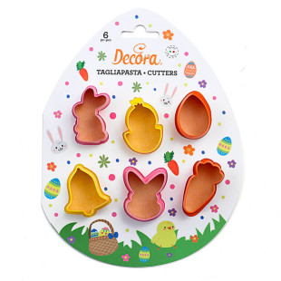 Lot de 6 mini emporte-pièces en plastique Pâques - Decora