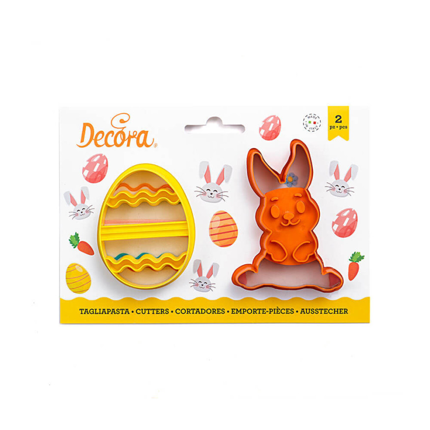 Lot de 2 emporte-pièces en plastique lapin et oeuf décoré Pâ