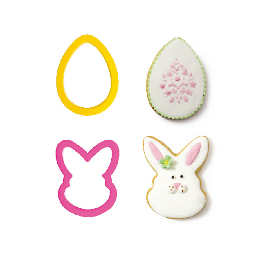 Lot de 2 emporte-pièces en plastique lapin et œuf Pâques - Decora
