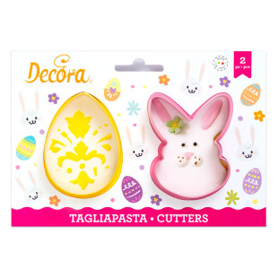 Lot de 2 emporte-pièces en plastique lapin et œuf Pâques - Decora