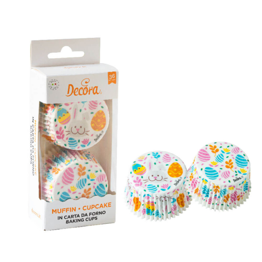 36 caissettes à cupcakes et muffins lapins et oeufs de Pâque