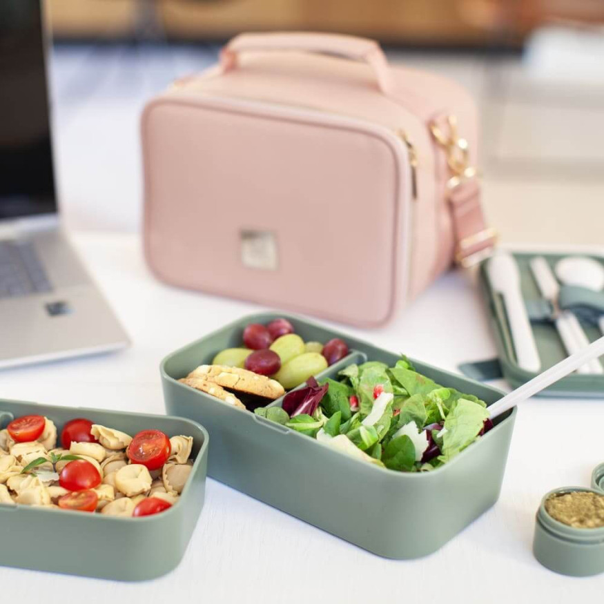 Bento encastrable avec 2 pots et couverts 1,5L vert - ardois