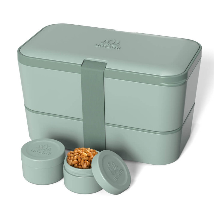 Bento encastrable avec 2 pots et couverts 1,5L vert - ardois