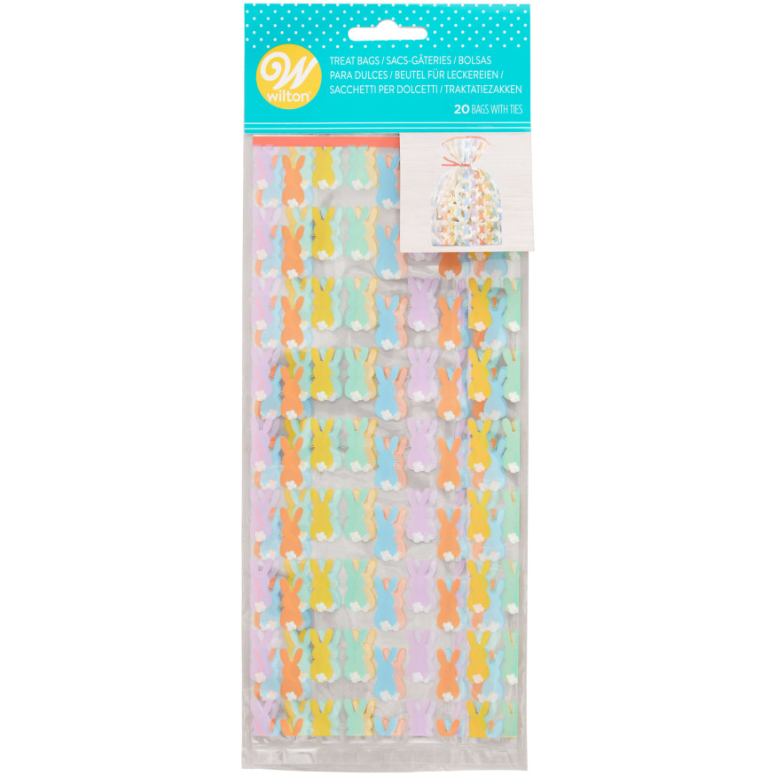 20 sachets confiseurs avec liens lapins de Pâques - Wilton