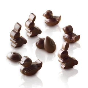 Moule en silicone chocolat de Pâques : 14 lapins et oeufs de