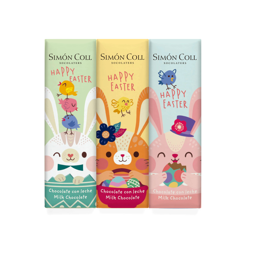 3 mini tablettes au chocolat au lait Lapins de Pâques 28 gr 