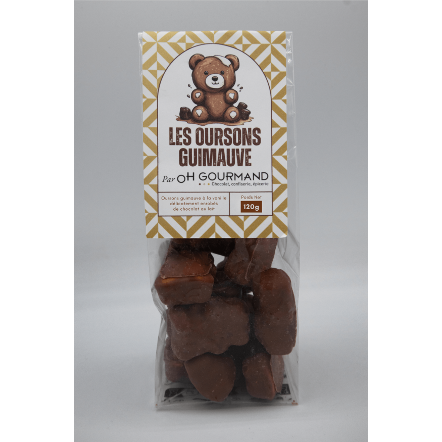 Sachet oursons à la guimauve chocolat au lait 120 gr - Oh Go