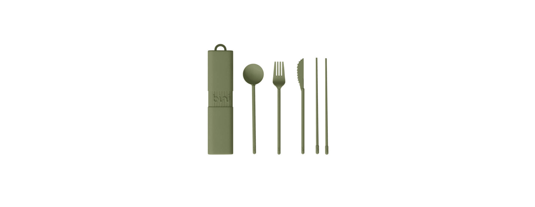 Set de couverts et baguettes vert olive - Bini