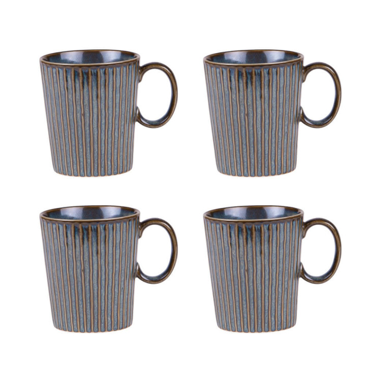 Coffret 4 mugs 35cl Liv bleu - Table passion
