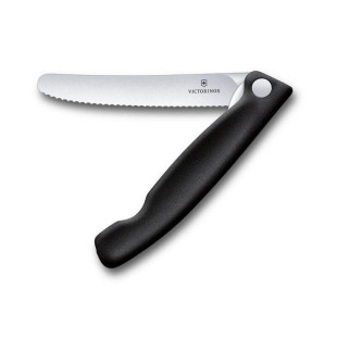 Couteau office pliant Swissclassic 11cm noir à dents - Victo