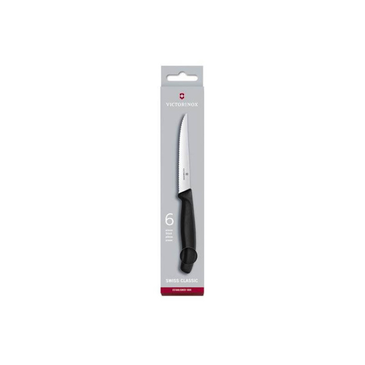Coffret 6 couteaux steak manche noir - Victorinox