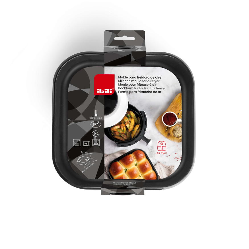 Récipient en silicone pour airfryer carré 20 cm - Ibili