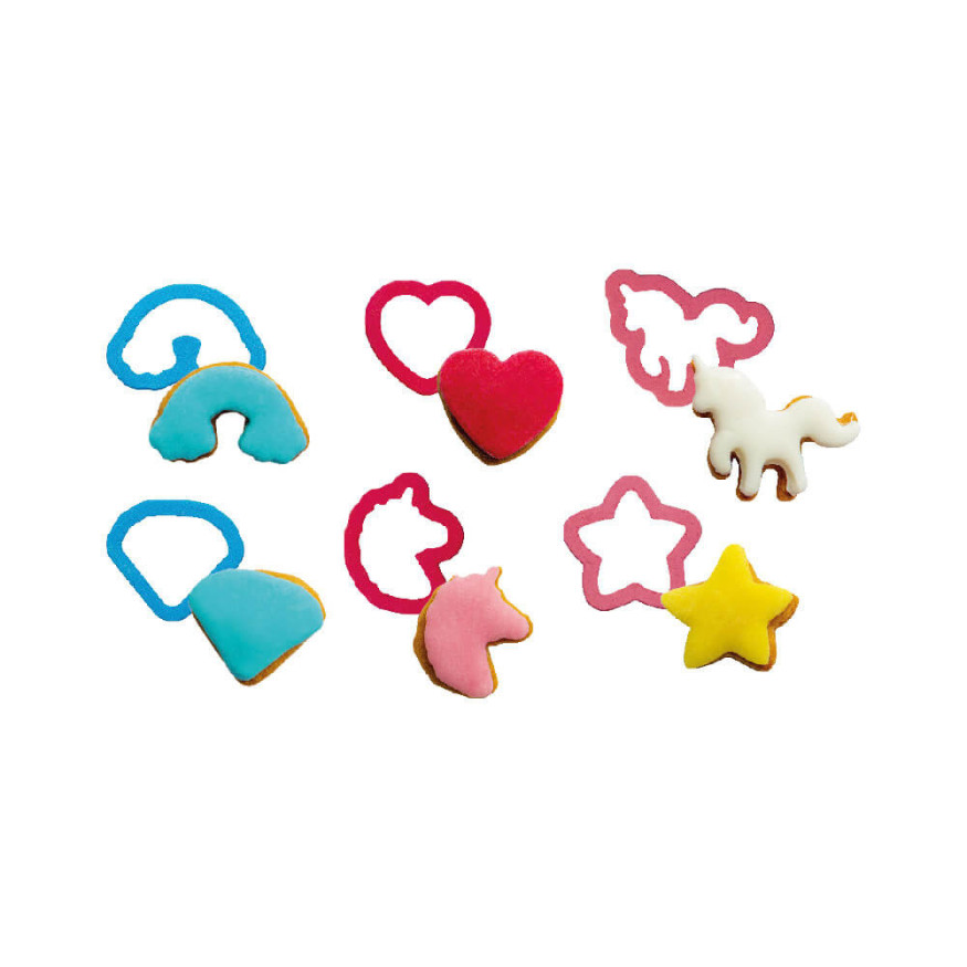 Kit 6 petits emporte-pièces en plastique : Licorne - Decora