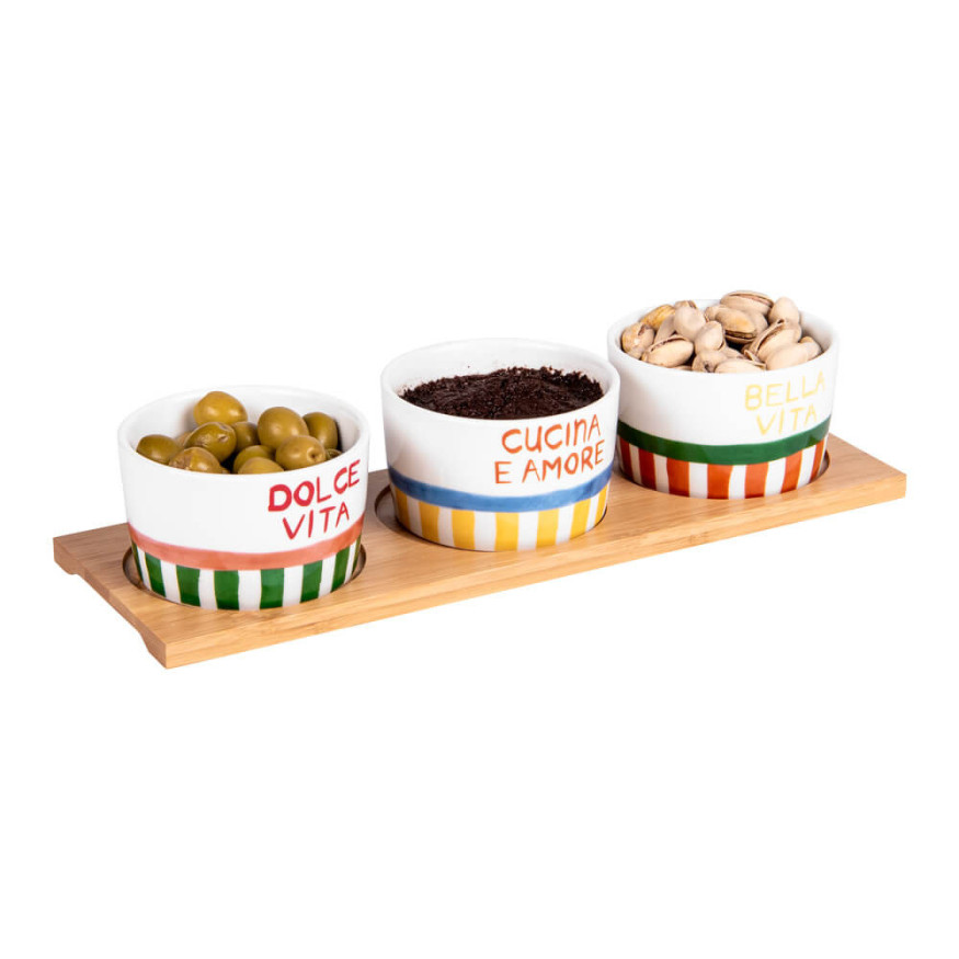Service apéritif 3 pièces Dolce vita L28,5 cm - Table passion