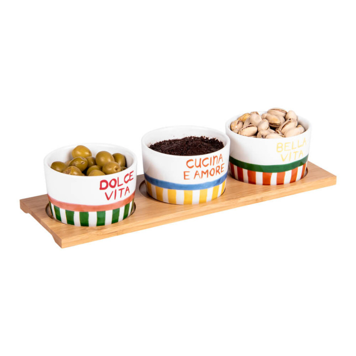 Service apéritif 3 pièces Dolce vita L28,5 cm - Table passion