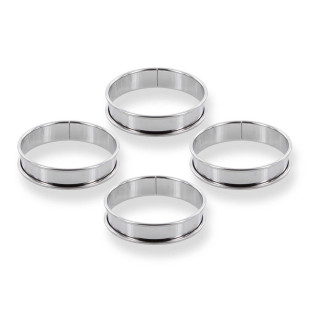 4 cercles à tartelette en inox 8 cm hauteur 2 cm 4 cercles à tartelette en inox 8 cm hauteur 2 cm